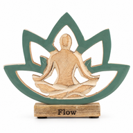 Statuette Yoga en Bois - Fleur de Lotus - Bleu Canard - Flow