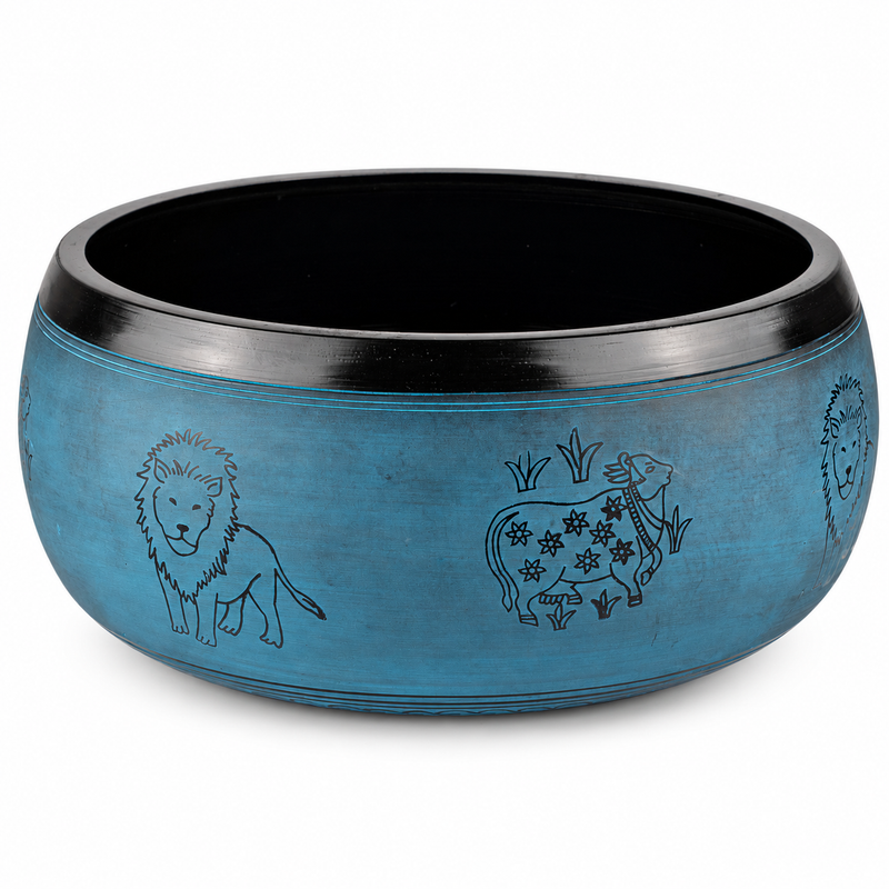 Grand Bol Chantant – Bleu Poudré – 32x15cm – Design 1
