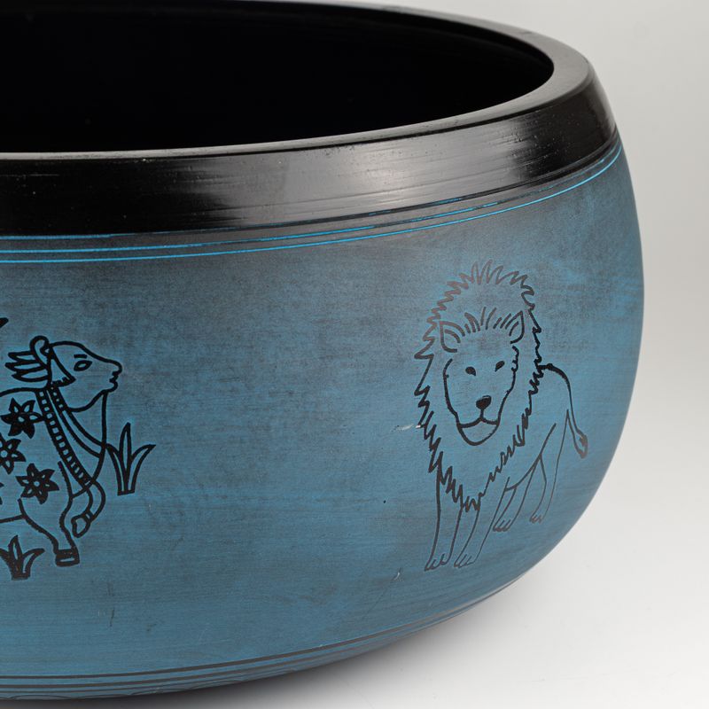 Grand Bol Chantant – Bleu Poudré – 32x15cm – Design 1