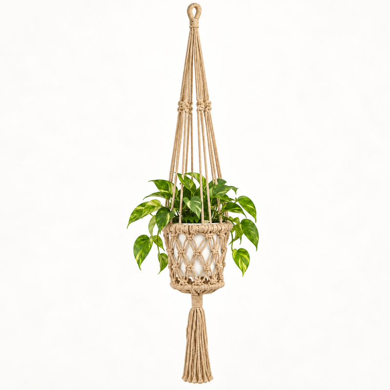 Suspension pour Plante en Macramé - Camel