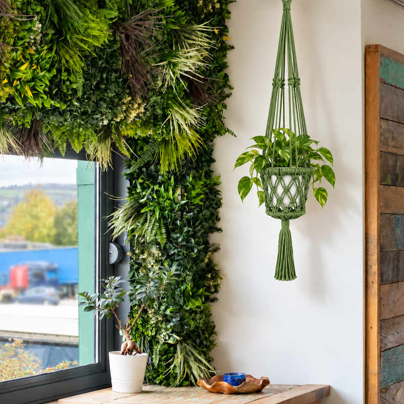 Suspension pour Plante en Macramé - Vert