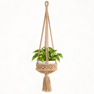 Grand Porte-Pot en Macramé - Camel