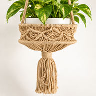 Grand Porte-Pot en Macramé - Camel