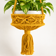Grand Porte-Plante en Macramé - Moutarde