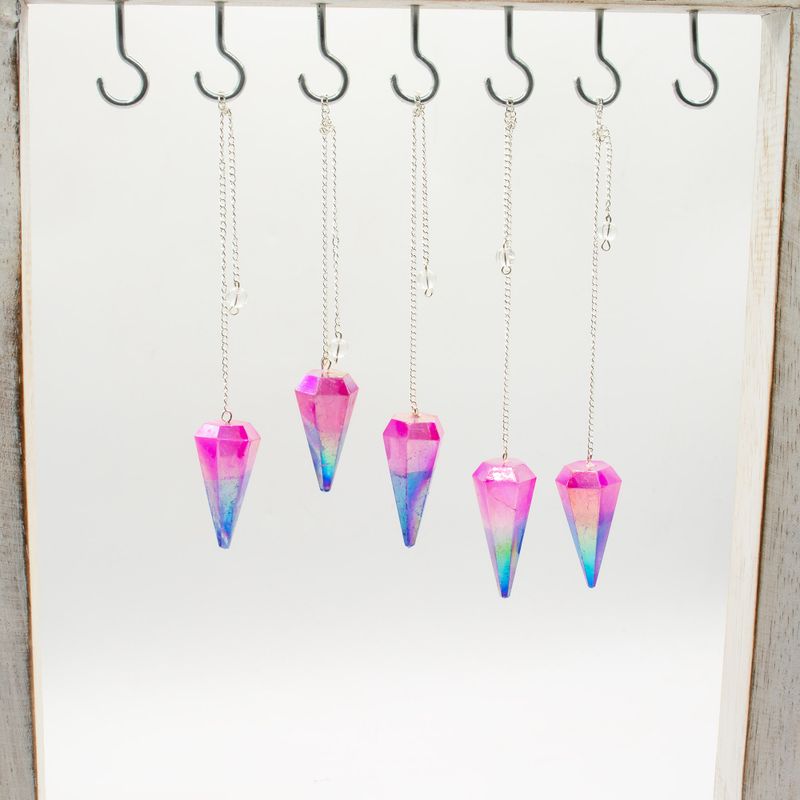 Pendule à Six Faces - Cristal Aurora Rose et Bleu