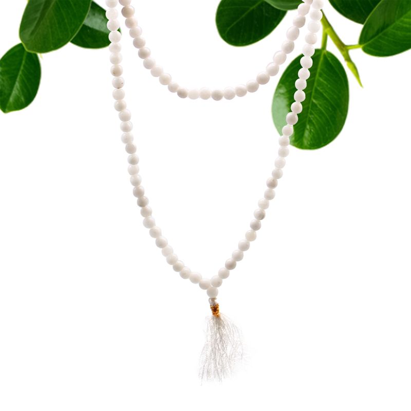 Mala tibétain Quartz blanc