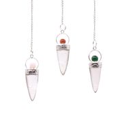 Pendule en Gemmes Cône Cristal de roche & Anneau argenté