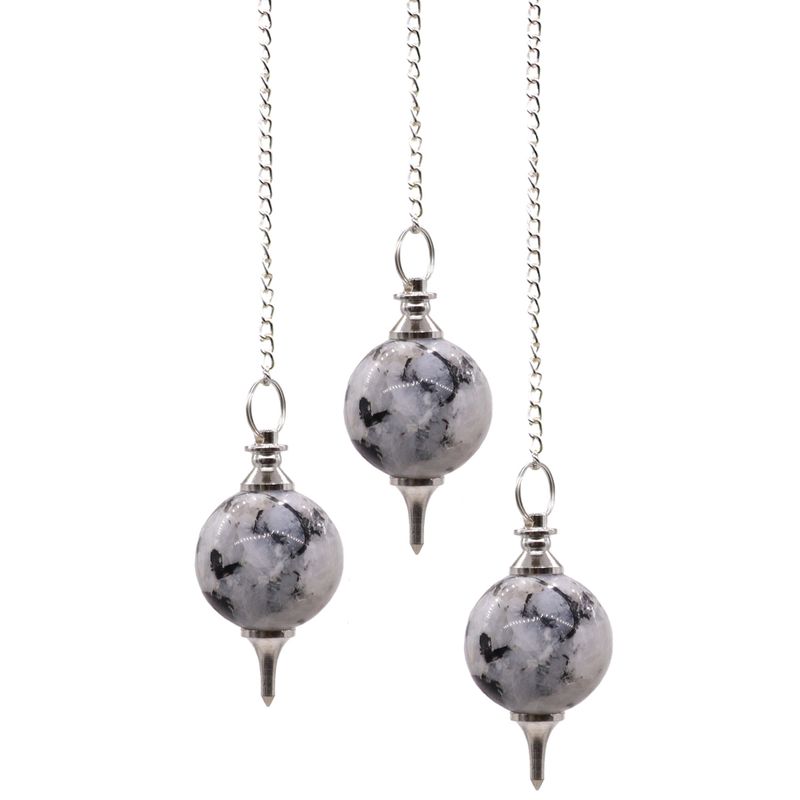 Pendule Sphère - Pierre de lune papillon