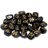 Pierres Runiques & Sachet - Agate Noire
