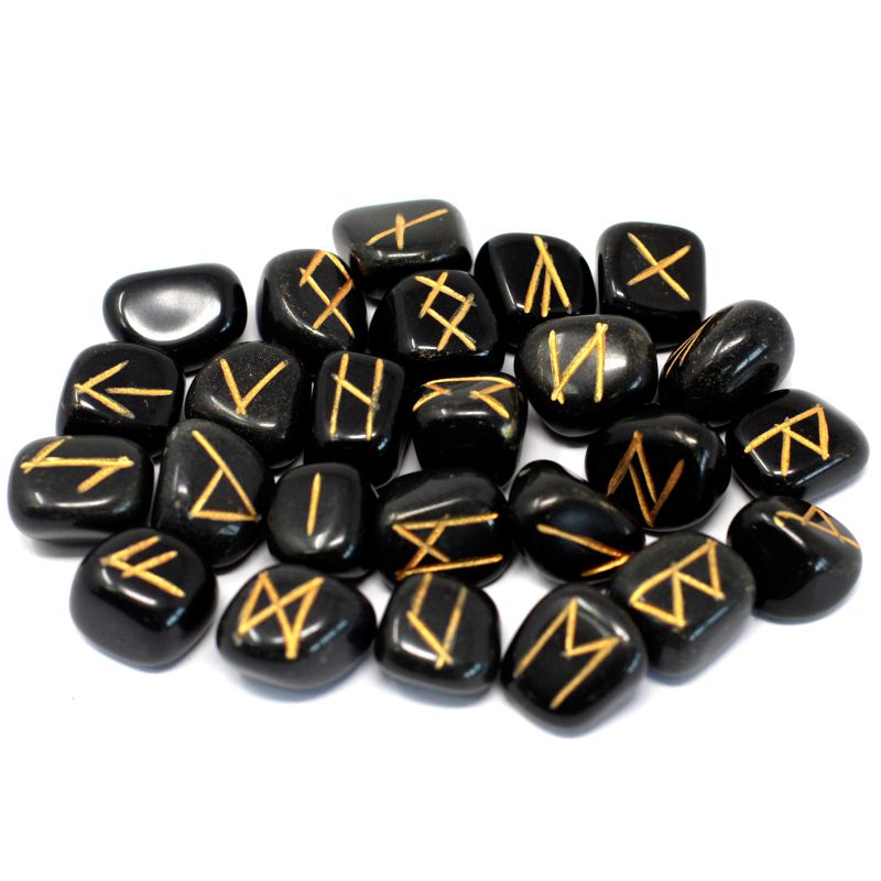 Pierres Runiques & Sachet - Agate Noire