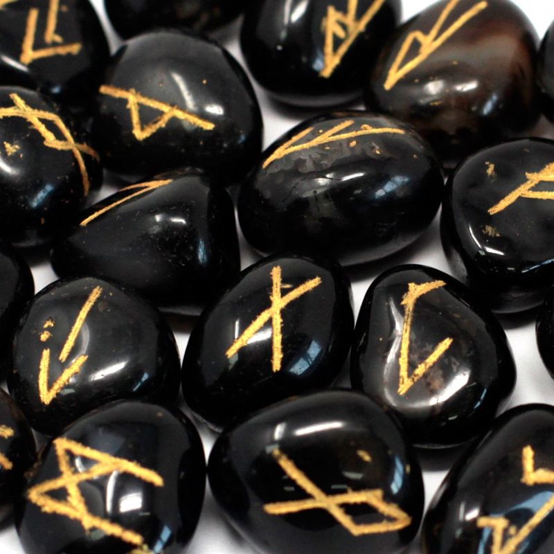 Pierres Runiques Indiennes dans sachet - Onyx Noir
