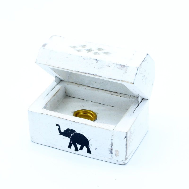Porte-Encens Délavé Blanc - Cône Boîte à Fumée 8 cm