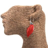 Boucle d'oreille argent 925Imitation corail - Feuille