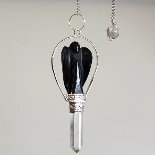 Pendule en Gemmes ange - Agate noire