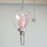 Pendule en Gemmes ange - Quartz rose