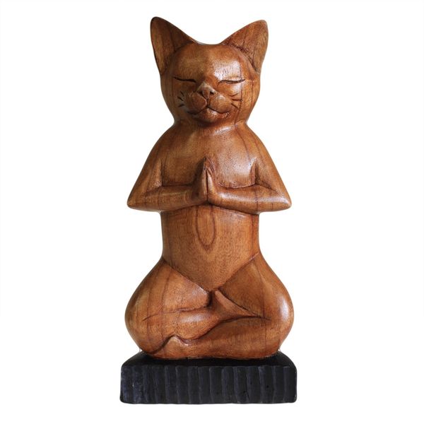 Chats Yoga sculptés à la main En position - du Lotus