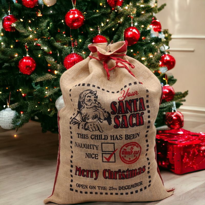 Sacs en Jute de Noël - "This Child Has Been.. Nice!"