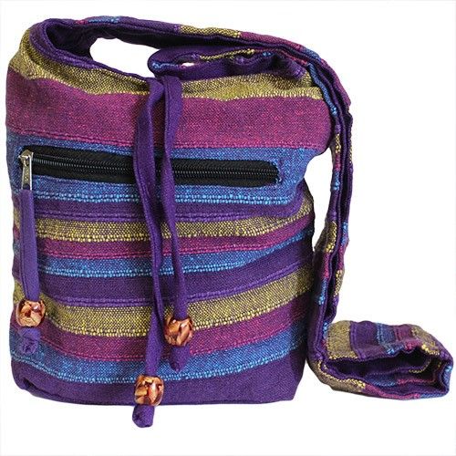Sacs Ethniques avec sangle Couleur bleue/ violette Fleurs sauvages
