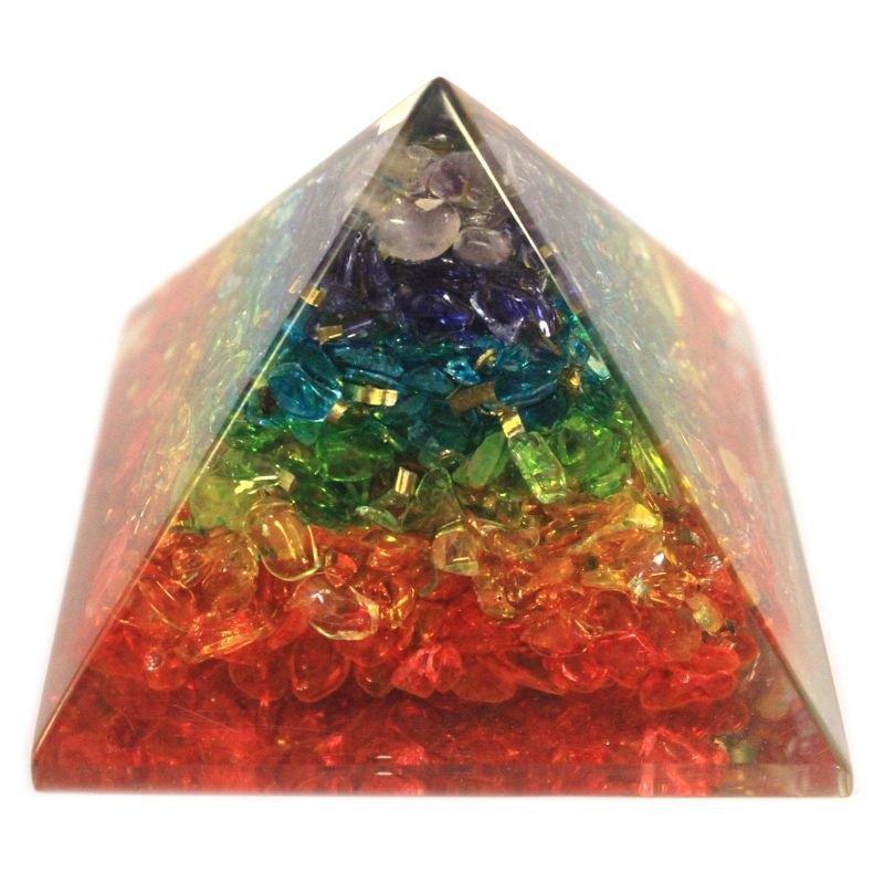 Grande Pyramide Orgonite 70mm - Chakra Éclats de Gemmes