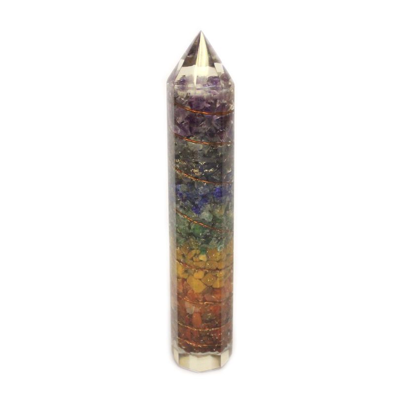 Baguette d'Alimentation en Orgonite 15cm Cuivre & Gemmes
