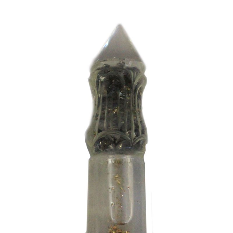 Baguette à Eau Orgonite 14cm Sculptée de Cuivre & Gemmes