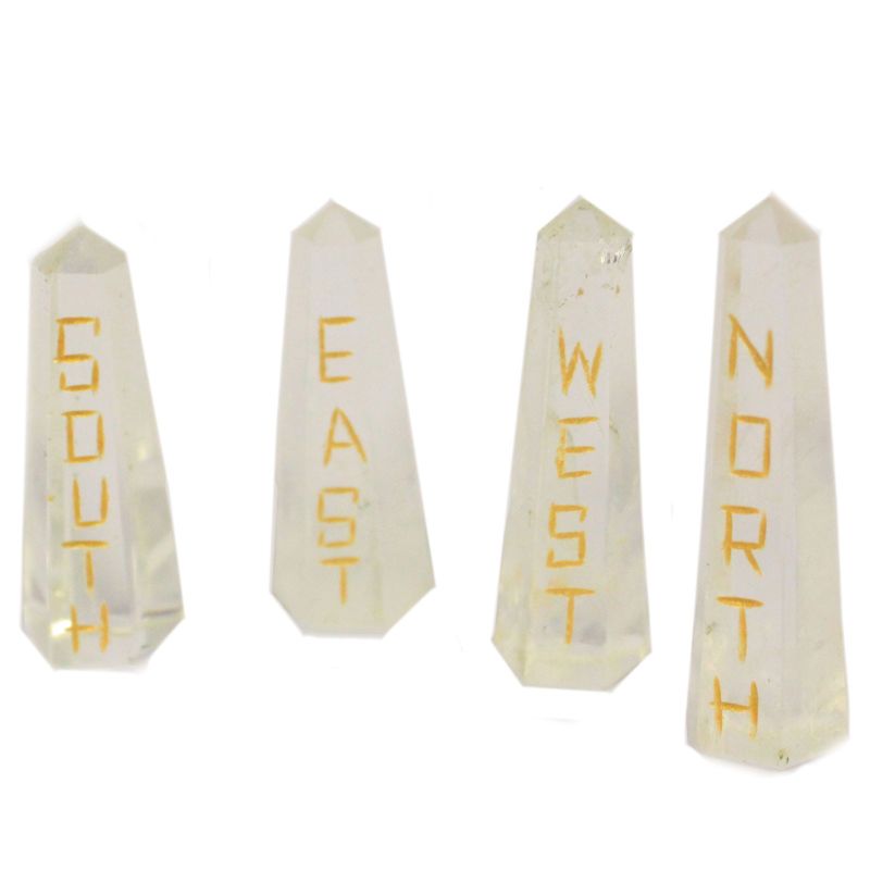 Set ésoterique de Pierres - Les Points de la Boussole en Quartz