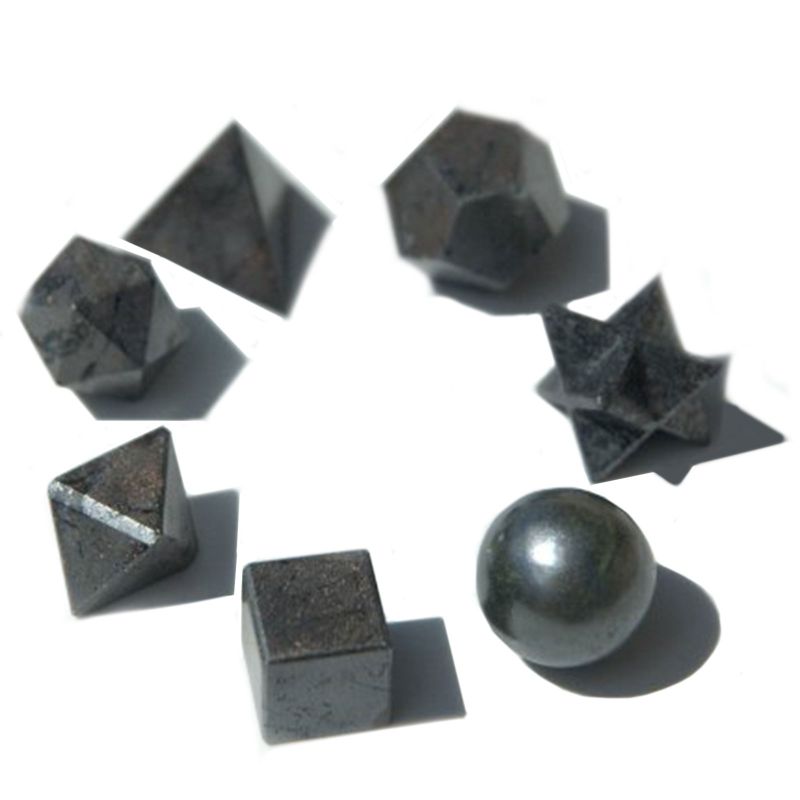 Set ésoterique de 7 Pierres Géométriques Agate Noire