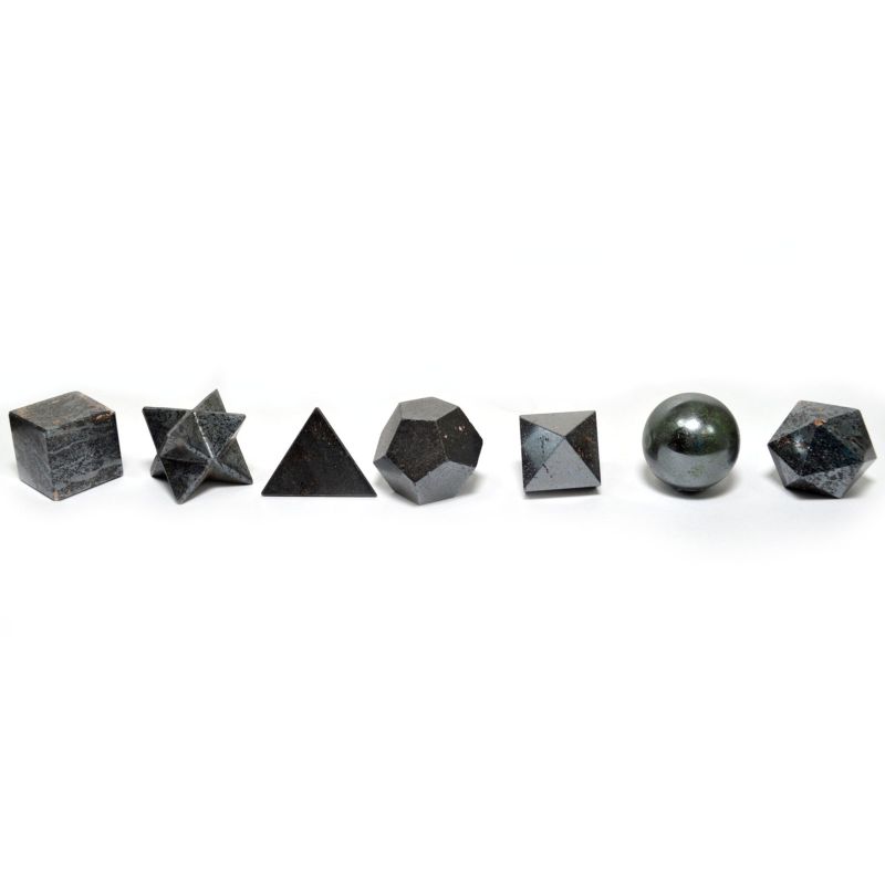 Set ésoterique de 7 Pierres Géométriques Agate Noire