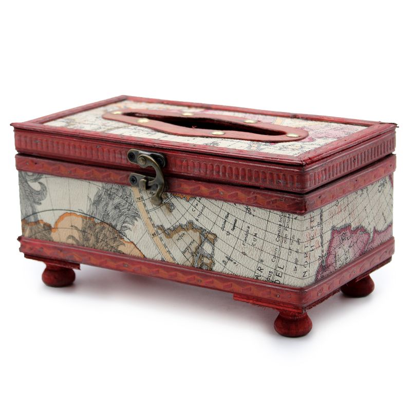Boite pour mouchoirs - Carte Ancienne avec Pieds