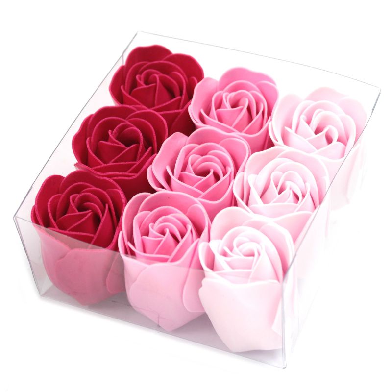 Boîtes de 9 Roses de Savon - Rose