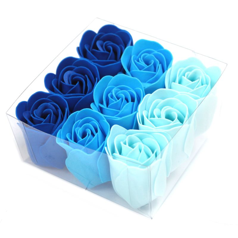Boîtes de 9 Roses de Savon - Bleue