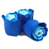 Boîtes de 3 Roses de Savon Boîte Coeur - Bleue