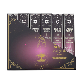 12x Encens & Cristaux Quartz Rose - Coffret Rose