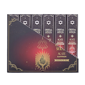 12x Encens & Cristaux Agate Rouge - Coffret Safran