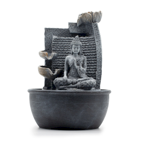 Fontaine d’eau – 19 × 19 × 28 cm – Bouddha, fleur de lotus et pots en cascade