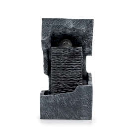 Grande fontaine – 24 × 22 × 48 cm – Boule cristal changeante dans la roche