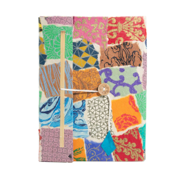 Grand Carnet Lokta Patchwork (21x15 cm) - avec marque-page - Multicolore