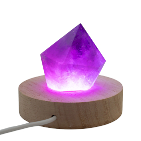 3x Socle LED USB Rond en Bois 8 cm – Multicolore