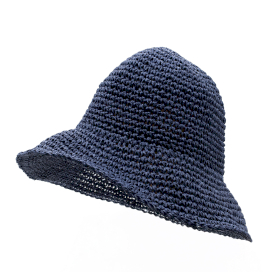 Chapeau de soleil en paille souple – Bleu marine