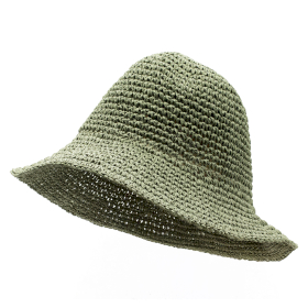 Chapeau de soleil en paille souple – Vert mousse