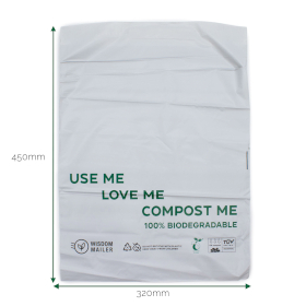 100x Enveloppe 100% biodégradable 320x450 mm