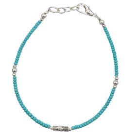 Bracelet Népalais en Pierre Extra-Fine - Turquoise & Goutte