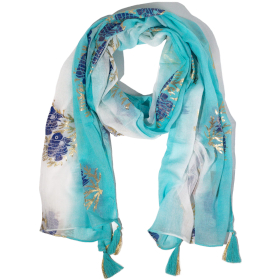 Nomad Sari – Foulard d’été 180x50 cm – Poisson – Turquoise