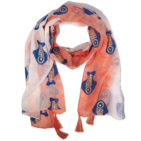 Nomad Sari – Foulard d’été 180x50 cm – Poisson – Corail