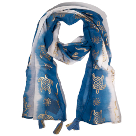 Nomad Sari – Foulard d’été 180x50 cm – Tortue – Bleu Marine