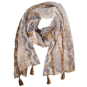 Nomad Sari – Foulard d’été 180x50 cm – Marbella  – Café Bord doré