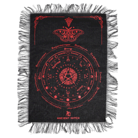 6x Tissu de divination pour pendule - Papillon mystique - Noir & Rouge sang