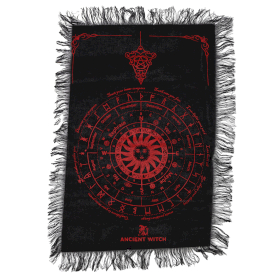 6x Tissu de divination pour pendule - Visage du soleil - Noir & Rouge sang