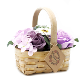 Bouquet Panier en Osier medium - Lilas