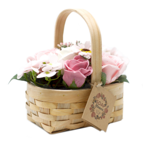 Bouquet Panier en Osier medium - Rose